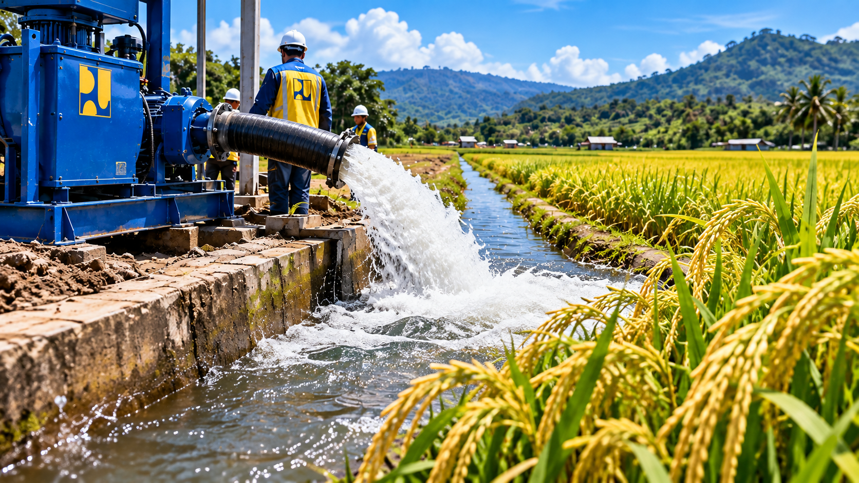 BWS Maluku Pompa Air Darurat Selamatkan 12 Hektare Sawah di Buru, Petani Legakan Bulir Padi Bertahan hingga Panen